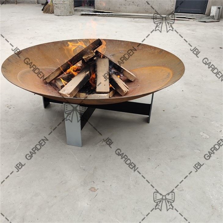 Corten Steel Fire Bowl With BBQ Grills