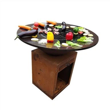 Wood Fired Corten Steel BBQ Grill