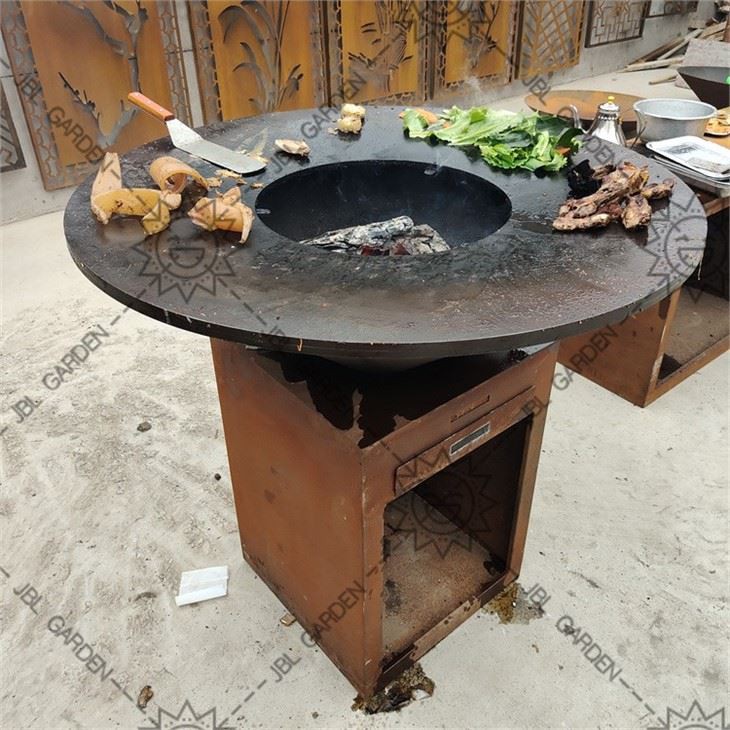 Wood And Charcoal Fuel Corten Steel Bbq