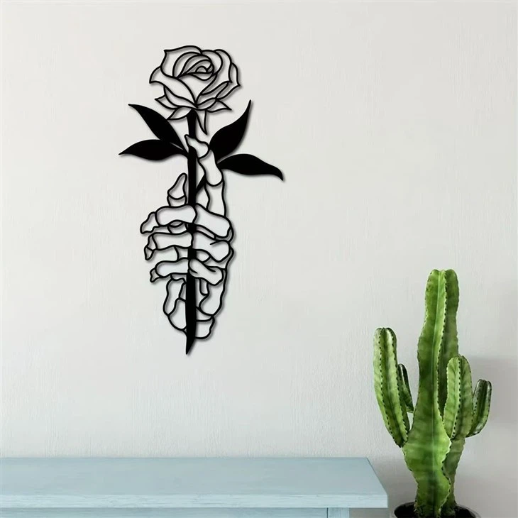Black Rose Metal Wall Art Decor