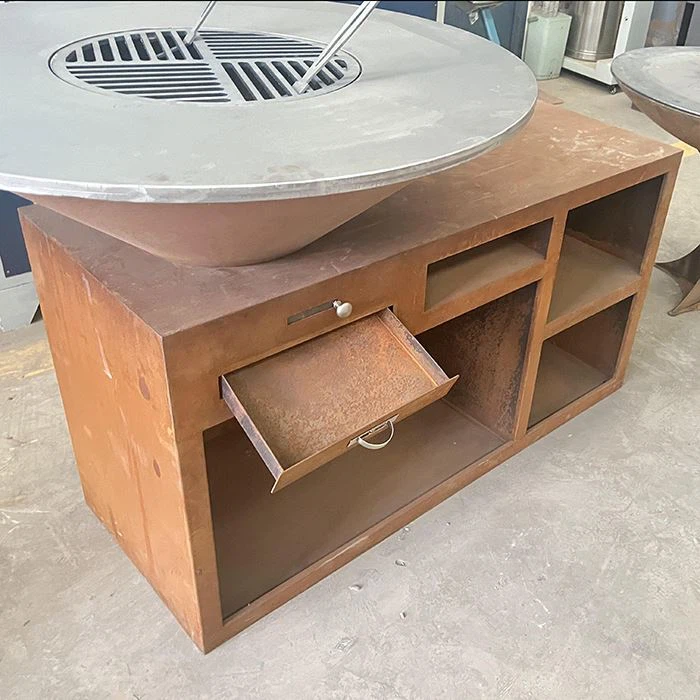 Dirab Weathering Steel Barbecue Grill Pou Pati Deyò