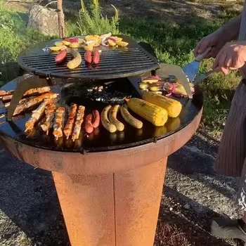 Corten Steel Wood Burning Grill Fire Pits