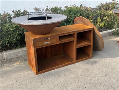 Garden Bonfire Corten Steel gwo twou dife
