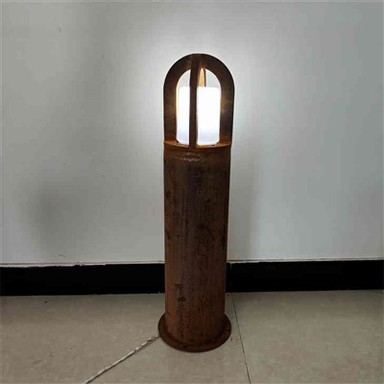 Gwo -Devwa Corten Steel Round Colon LED Bollard lanp pou ekleraj deyò