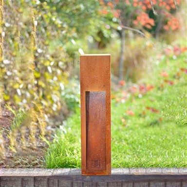 Rusty Koulè Corten Steel Bollard Limyè