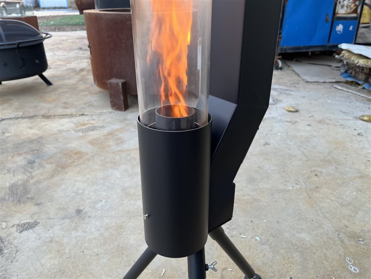 Tripod Support Base Outdoor Pellet Patio Heater With Glass Flame Tube suppliers